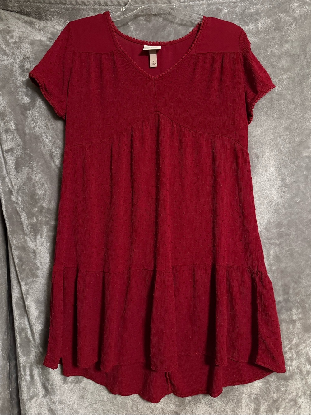 Knox Rose Short Sleeve Ruby Red Tiered Dress